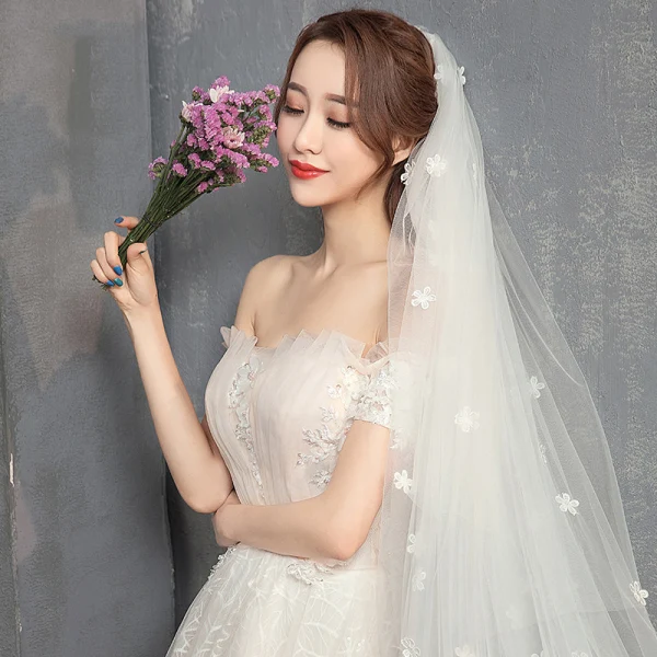 Modern / Fashion Champagne Wedding Dresses 2018 A-Line / Princess Off-The-Shoulder Short Sleeve Backless Appliques Flower Beading Pearl Court Train Ruffle