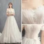 Modern / Fashion Champagne Wedding Dresses 2018 A-Line / Princess Off-The-Shoulder Short Sleeve Backless Appliques Flower Beading Pearl Court Train Ruffle