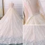 Luxus / Herrlich Champagner Durchsichtige Brautkleider 2018 Ballkleid Rundhalsausschnitt Lange Ärmel Applikationen Mit Spitze Perlenstickerei Perle Pailletten Königliche Schleppe Rüschen