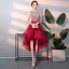 Abordable Rouge Robe De Cocktail 2018 Princesse Encolure Dégagée Sans Manches Perlage Paillettes Noeud Ceinture Asymétrique Volants Robe De Ceremonie