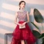Abordable Rouge Robe De Cocktail 2018 Princesse Encolure Dégagée Sans Manches Perlage Paillettes Noeud Ceinture Asymétrique Volants Robe De Ceremonie