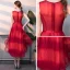 Abordable Rouge Robe De Cocktail 2018 Princesse Encolure Dégagée Sans Manches Perlage Paillettes Noeud Ceinture Asymétrique Volants Robe De Ceremonie