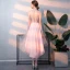 Abordable Rougissant Rose Robe De Cocktail 2018 Princesse Encolure Dégagée Sans Manches Perlage Paillettes Noeud Ceinture Asymétrique Volants Dos Nu Robe De Ceremonie
