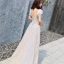 Elegant Grey Evening Dresses  2018 A-Line / Princess Shoulders Sleeveless Beading Floor-Length / Long Ruffle Backless Formal Dresses