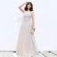 Elegant Grey Evening Dresses  2018 A-Line / Princess Shoulders Sleeveless Beading Floor-Length / Long Ruffle Backless Formal Dresses