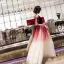 Modern / Fashion Burgundy Evening Dresses  2018 A-Line / Princess Spaghetti Straps V-Neck Sleeveless Sash Floor-Length / Long Ruffle Backless Formal Dresses