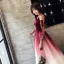 Modern / Fashion Burgundy Evening Dresses  2018 A-Line / Princess Spaghetti Straps V-Neck Sleeveless Sash Floor-Length / Long Ruffle Backless Formal Dresses