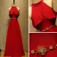Schlicht Rot Abendkleider 2018 Empire Perlenstickerei Rundhalsausschnitt Bandeau Ärmellos Metall Stoffgürtel Lange Festliche Kleider