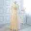 Chic / Beautiful Blushing Pink Evening Dresses  2018 A-Line / Princess See-through Scoop Neck 1/2 Sleeves Appliques Flower Floor-Length / Long Ruffle Backless Formal Dresses