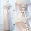 Chic / Beautiful Blushing Pink Evening Dresses  2018 A-Line / Princess See-through Scoop Neck 1/2 Sleeves Appliques Flower Floor-Length / Long Ruffle Backless Formal Dresses