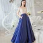Illusion Royal Blue See-through Evening Dresses  2018 A-Line / Princess Scoop Neck Short Sleeve Floor-Length / Long Ruffle Formal Dresses