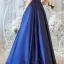 Illusion Royal Blue See-through Evening Dresses  2018 A-Line / Princess Scoop Neck Short Sleeve Floor-Length / Long Ruffle Formal Dresses