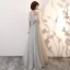 Élégant Gris Transparentes Robe De Bal 2018 Princesse Col Haut Manches Longues Appliques En Dentelle Perle Ceinture Longue Dos Nu Volants Robe De Ceremonie