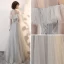 Élégant Gris Transparentes Robe De Bal 2018 Princesse Col Haut Manches Longues Appliques En Dentelle Perle Ceinture Longue Dos Nu Volants Robe De Ceremonie