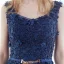 Élégant Bleu D'encre Robe De Bal 2017 Princesse Encolure Dégagée Sans Manches Appliques En Dentelle Perlage Métal Ceinture Train De Balayage Volants Dos Nu Robe De Ceremonie