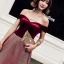Chic / Beautiful Burgundy Glitter Evening Dresses  2018 A-Line / Princess Off-The-Shoulder Short Sleeve Sash Floor-Length / Long Ruffle Backless Formal Dresses