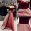 Chic / Beautiful Burgundy Glitter Evening Dresses  2018 A-Line / Princess Off-The-Shoulder Short Sleeve Sash Floor-Length / Long Ruffle Backless Formal Dresses