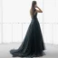 Élégant Noire Transparentes Robe De Soirée 2018 Princesse Encolure Carrée Mancherons Appliques En Dentelle Perlage Ceinture Train De Balayage Volants Robe De Ceremonie