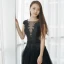 Élégant Noire Transparentes Robe De Soirée 2018 Princesse Encolure Carrée Mancherons Appliques En Dentelle Perlage Ceinture Train De Balayage Volants Robe De Ceremonie