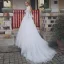 Abordable Champagne Robe De Mariée 2018 Princesse De l'épaule 3/4 Manches Dos Nu Appliques En Dentelle Tribunal Train Volants