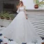 Abordable Champagne Robe De Mariée 2018 Princesse De l'épaule 3/4 Manches Dos Nu Appliques En Dentelle Tribunal Train Volants