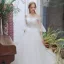 Abordable Champagne Robe De Mariée 2018 Princesse De l'épaule 3/4 Manches Dos Nu Appliques En Dentelle Tribunal Train Volants