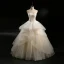 Modern / Fashion Champagne Wedding Dresses 2018 Ball Gown Strapless Sleeveless Backless Sequins Beading Floor-Length / Long Cascading Ruffles