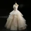 Modern / Fashion Champagne Wedding Dresses 2018 Ball Gown Strapless Sleeveless Backless Sequins Beading Floor-Length / Long Cascading Ruffles