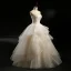 Modern / Fashion Champagne Wedding Dresses 2018 Ball Gown Strapless Sleeveless Backless Sequins Beading Floor-Length / Long Cascading Ruffles
