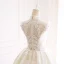 Luxury / Gorgeous Ivory Pierced Wedding Dresses 2018 Ball Gown High Neck Sleeveless Appliques Lace Crystal Beading Pearl Royal Train Ruffle