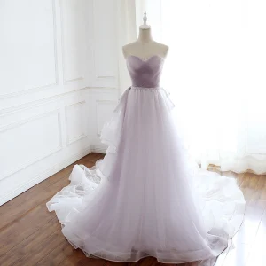 Elegant Lavendel Selskapskjoler 2018 Empire Kjæreste Uten Ermer Krystall Beading Sash Avtakbar Domstol Tog Buste Ryggløse Formelle Kjoler