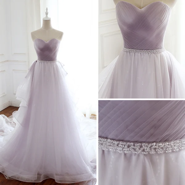 Elegant Lavendel Selskapskjoler 2018 Empire Kjæreste Uten Ermer Krystall Beading Sash Avtakbar Domstol Tog Buste Ryggløse Formelle Kjoler