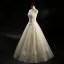 Chic / Beautiful Champagne Wedding Dresses 2018 A-Line / Princess Sweetheart Sleeveless Backless Appliques Lace Sequins Beading Floor-Length / Long Ruffle