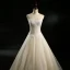 Chic / Beautiful Champagne Wedding Dresses 2018 A-Line / Princess Sweetheart Sleeveless Backless Appliques Lace Sequins Beading Floor-Length / Long Ruffle