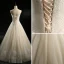 Chic / Beautiful Champagne Wedding Dresses 2018 A-Line / Princess Sweetheart Sleeveless Backless Appliques Lace Sequins Beading Floor-Length / Long Ruffle