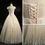 Vintage / Retro Champagne See-through Wedding Dresses 2018 Ball Gown Scoop Neck Cap Sleeves Appliques Lace Sequins Beading Floor-Length / Long Ruffle