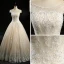 Vintage / Retro Champagne See-through Wedding Dresses 2018 Ball Gown Scoop Neck Cap Sleeves Appliques Lace Sequins Beading Floor-Length / Long Ruffle
