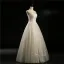 Classic Champagne See-through Wedding Dresses 2018 Ball Gown Scoop Neck Sleeveless Backless Appliques Lace Beading Pearl Sequins Floor-Length / Long Ruffle