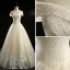 Classique Champagne Robe De Mariée 2018 Princesse De l'épaule Manches Courtes Dos Nu Appliques En Dentelle Glitter Tulle Paillettes Perlage Longue Volants