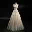 Klassisk Champagne Brudekjoler 2018 Prinsesse Kjæreste Uten Ermer Ryggløse Appliques Blonder Beading Perle Lange Buste