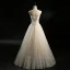 Klassisk Champagne Brudekjoler 2018 Prinsesse Kjæreste Uten Ermer Ryggløse Appliques Blonder Beading Perle Lange Buste
