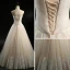 Klassisk Champagne Brudekjoler 2018 Prinsesse Kjæreste Uten Ermer Ryggløse Appliques Blonder Beading Perle Lange Buste