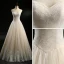 Klassisk Champagne Brudekjoler 2018 Prinsesse Kjæreste Uten Ermer Ryggløse Appliques Blonder Beading Perle Lange Buste