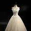 Classique Champagne Robe De Mariée 2018 Princesse De l'épaule Manches Courtes Dos Nu Faux Diamant Perlage Appliques En Dentelle Paillettes Longue Volants