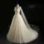 Luxury / Gorgeous Champagne Wedding Dresses 2018 Ball Gown Shoulders Sleeveless Backless Appliques Lace Crystal Beading Sequins Watteau Train Royal Train Ruffle