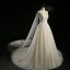 Luxury / Gorgeous Champagne Wedding Dresses 2018 Ball Gown Shoulders Sleeveless Backless Appliques Lace Crystal Beading Sequins Watteau Train Royal Train Ruffle
