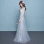 Sparkly Grey Homecoming Graduation Dresses 2017 A-Line / Princess Scoop Neck Sleeveless Rhinestone Floor-Length / Long Ruffle Backless Formal Dresses