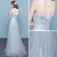 Sparkly Grey Homecoming Graduation Dresses 2017 A-Line / Princess Scoop Neck Sleeveless Rhinestone Floor-Length / Long Ruffle Backless Formal Dresses