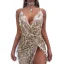 Sexy Beige Summer Maxi Dresses 2018 Trumpet / Mermaid Spaghetti Straps Sleeveless Sequins Split Front Sweep Train Ruffle Backless Womens Clothing