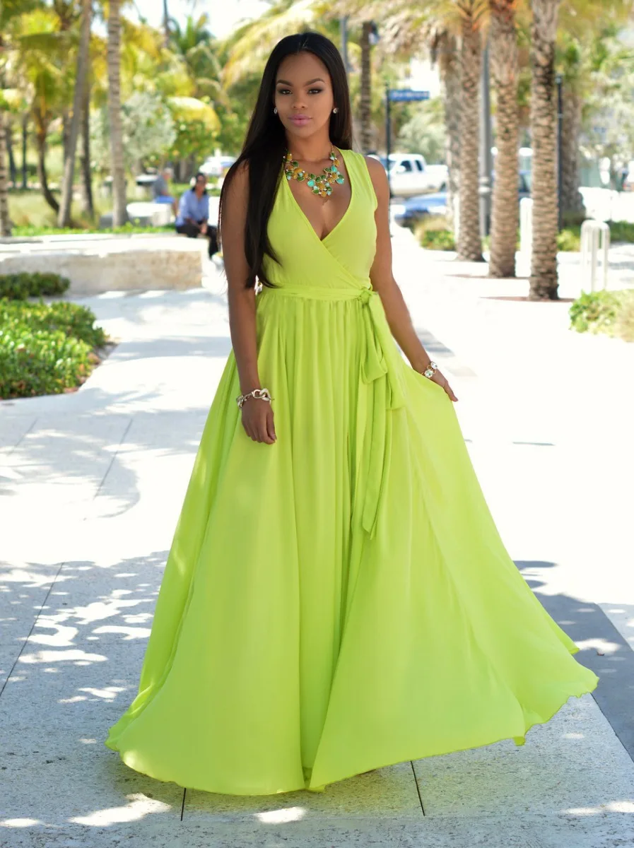 knee length dresses for ladies Prom boho long swing chiffon dresses 5141 – Xiaolizi